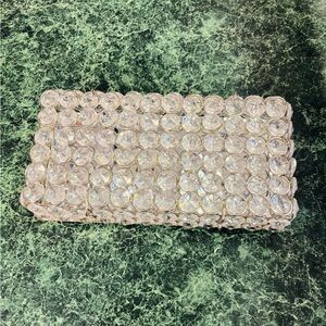 Sliver Metal jewelry Box with Mirror and Crystal Accents